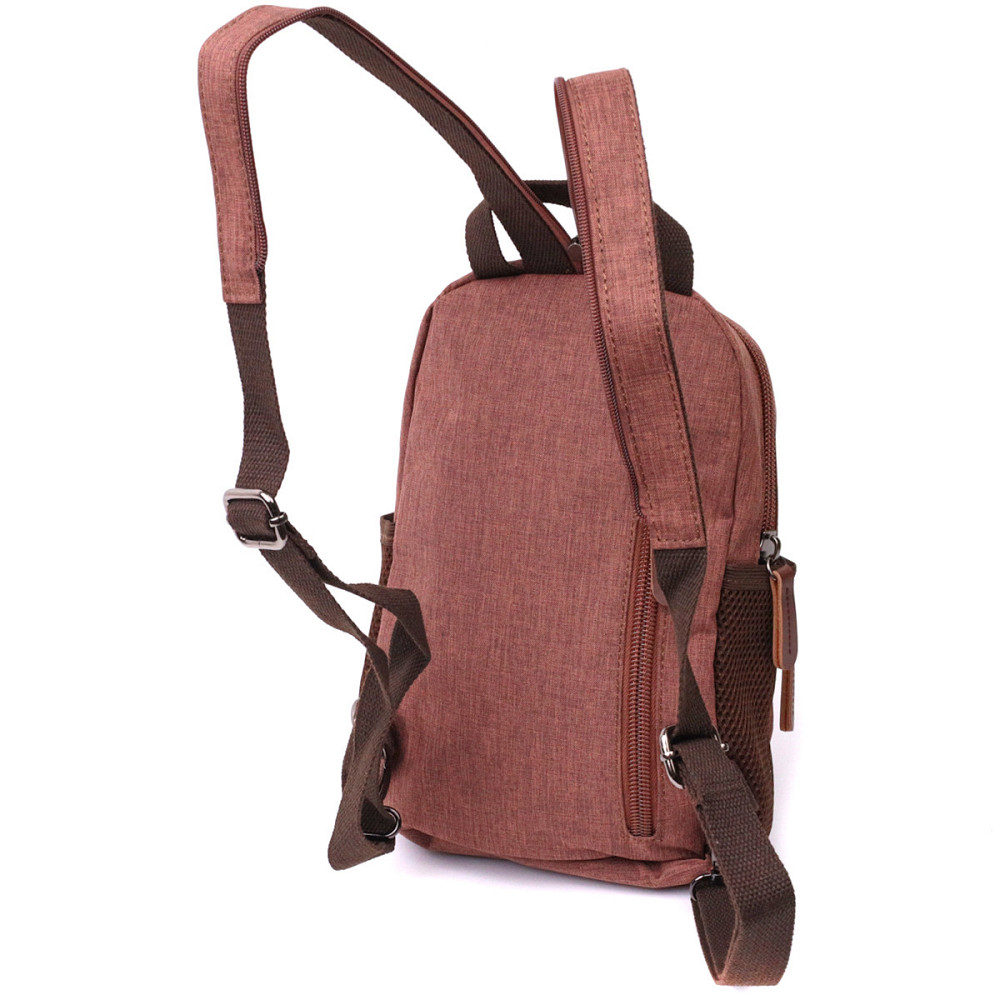 Небольшой рюкзак из полиэстера с большим количеством карманов Vintage 22150 Коричневый Киев - изображение 2