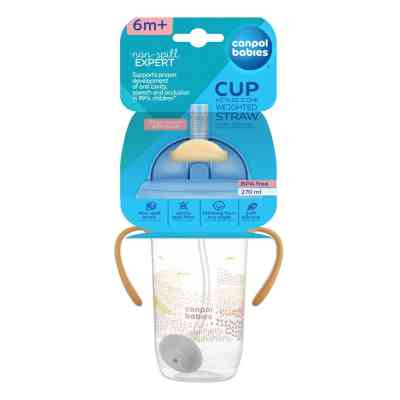 Поїльник-непроливайка Canpol babies MOUNTAINS з трубочкою і обтяжувачем, 270 мл, бежева (56/620_bei) Вінниця