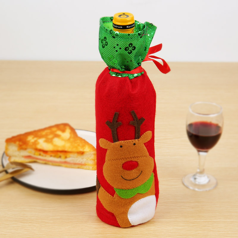 Чехол на бутылку новогодний Олень с пайетками 30 на 12 см разноцветный Киев - изображение 4