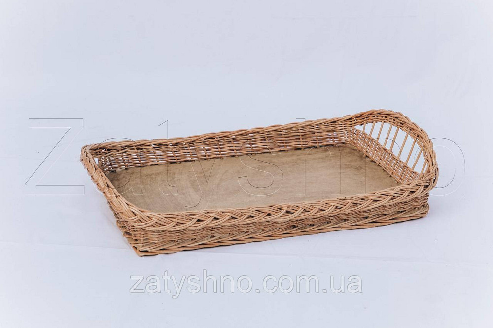 Великий плетений таця | таця з лози великий | таця плетена з лози з кіскою Київ - фото 5