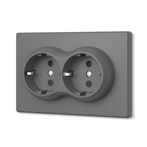 Розетка подвіна з/з сірий графіт VIDEX NOTA (VF-NT-SK2G-GR) Житомир