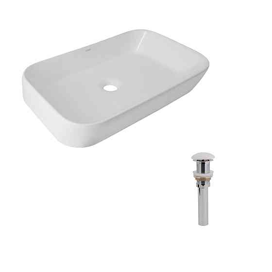 Комплект Qtap Scorpio: Раковина накладная 550x390x120 мм, White, прямоугольная + Донный клапан Pop-up PU02 Киев