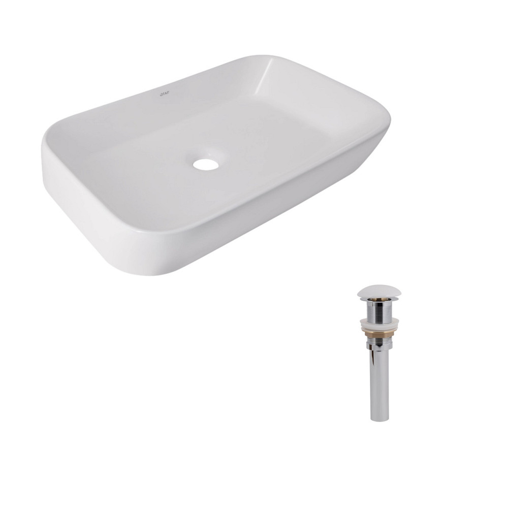 Комплект Qtap Scorpio: Раковина накладная 550x390x120 мм, White, прямоугольная + Донный клапан Pop-up PU02 Киев - изображение 1