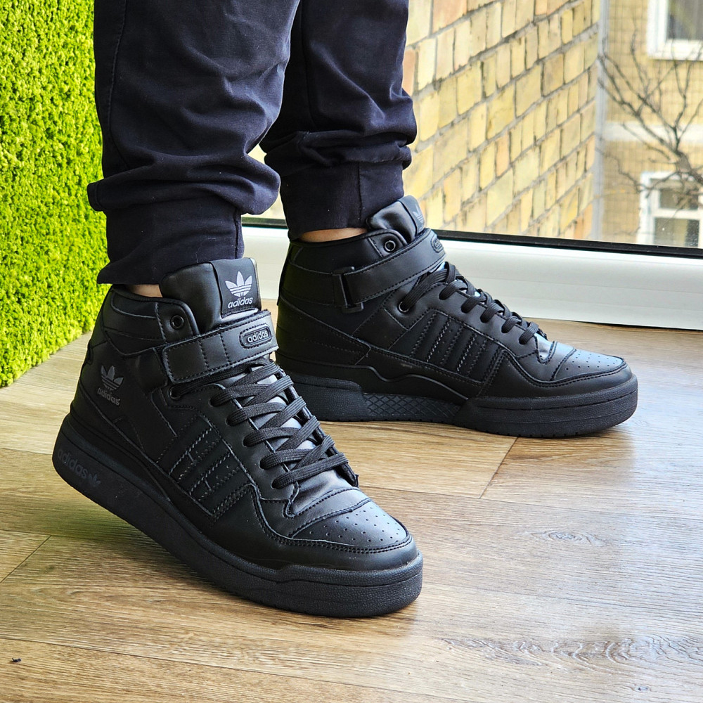 Високі Чорні Кросівки Adidas Forum Шкіряні Чоловічі Черевики Адідас Форум (розміри: 41,42,43,44,45,46) Дніпро - фото 8