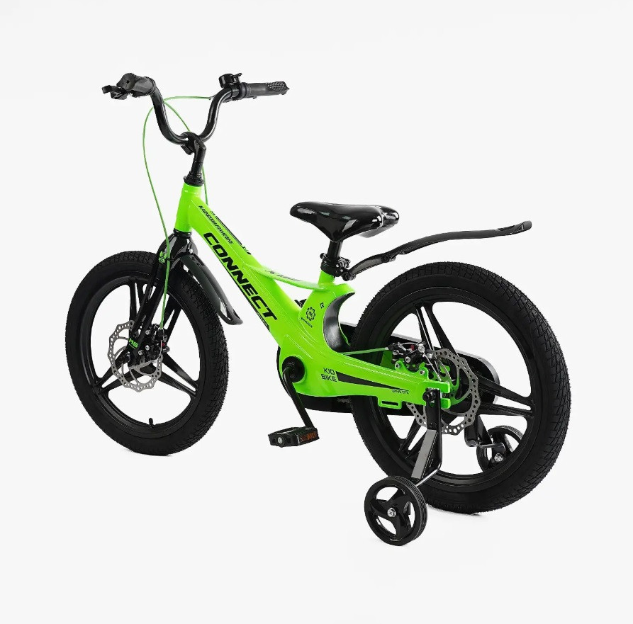 Велосипед Corso CONNECT двоколісний магнієва рама 18 дюймів з додатковими колесами Зелений (MG-18105) Чернигов - изображение 3