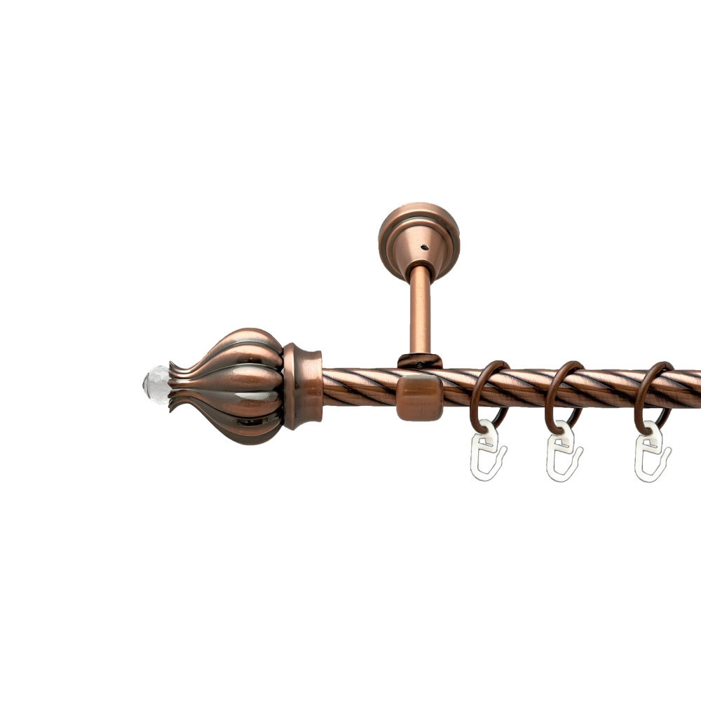 Карниз Orvit Таджа-Кристал металевий однорядний відкритий скручена труба кільце металеве Мідь 16 мм 300 см (00-00025223) Львів - фото 1