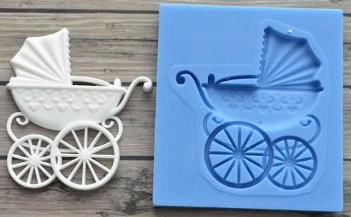 Молд силиконовый Коляска детская 48 на 42 мм серый Киев - изображение 1