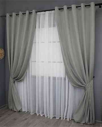 Комплект штор из ткани микровелюр Petek цвет светло-серый 1477ш Киев