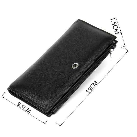 Практичный женский кожаный кошелек ST Leather 19378 Черный Киев