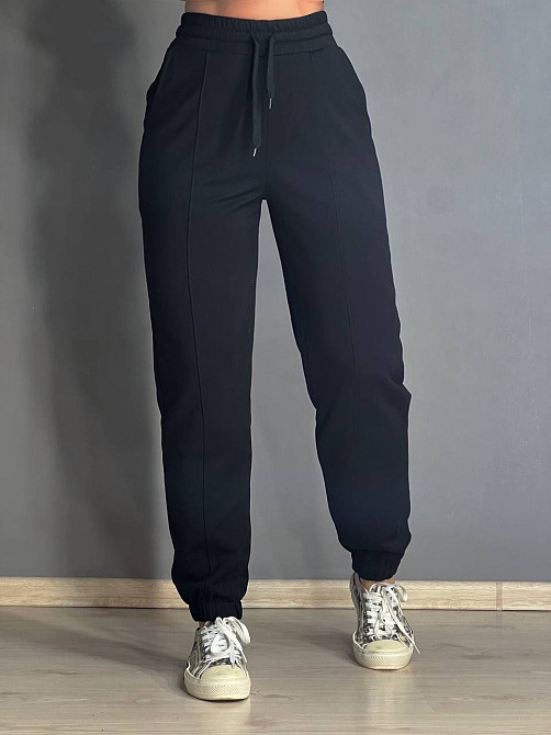 Штани жіночі Joggy 7631 спортивні джоггери трикотажні зі швом стрілкою попереду чорні, чорний, M Київ - фото 11