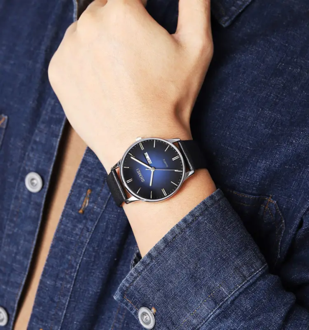 Часы мужские классические Skmei 2250 (Черный с серебристым корпусом) Винница - изображение 7