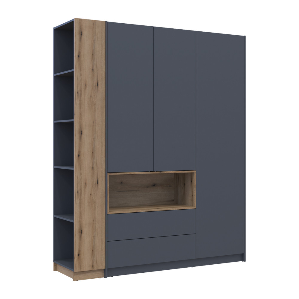 Шафа для одягу з нішою та етажеркою Doros Дейл Графіт/Дуб Евок 3 ДСП 178х52х220 DRS-011736 (42005156) Львів - фото 2