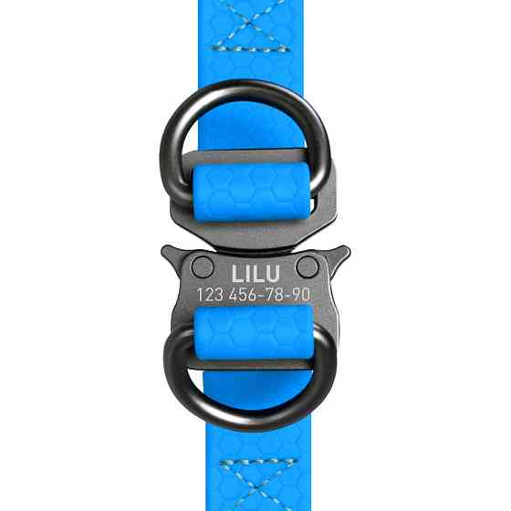 Шлея для собак водостійка WAUDOG Waterproof, c QR паспортом, металічна пряжка-фастекс, Ш 20 мм, Дов 50-80 см блакитний Київ