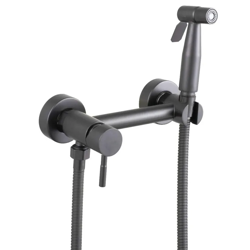 Настінний змішувач з гігієнічним душем Mixxus SUS-222 GRAPHITE стали колір графіт SUS304 (MX9884) Чернівці - фото 1