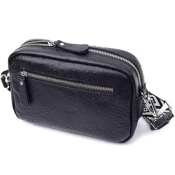 Фактурна сумка для жінок з натуральної шкіри Vintage 22659 Чорна Київ