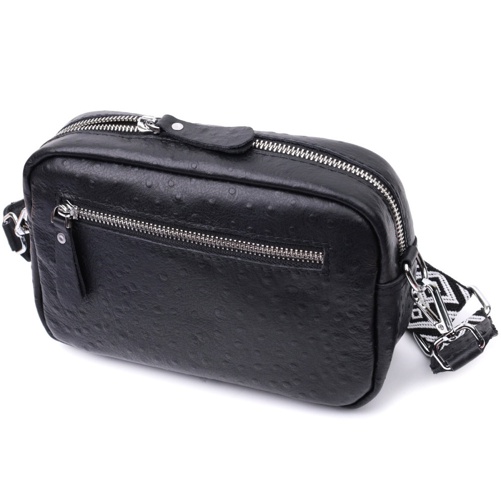 Фактурная сумка для женщин из натуральной кожи Vintage 22659 Черная Киев - изображение 2