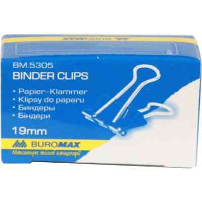 Биндер металлический Buromax 19мм, 12шт, black (BM.5305) Винница