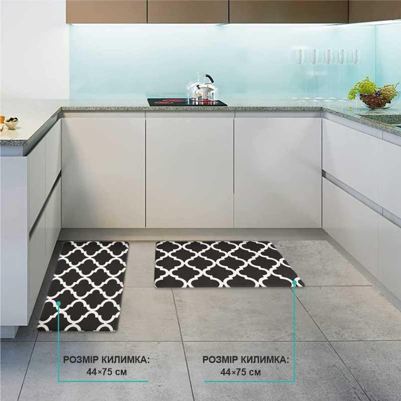 Килимки кухонні набір Lovely Svi з 2 шт: 44x74 x1 см та 44 x74 x1см Чорний Київ - фото 2