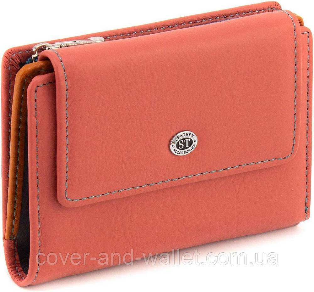 Розовый женский кошелек из натуральной кожи среднего размера с монетницей ST Leather Киев - изображение 1