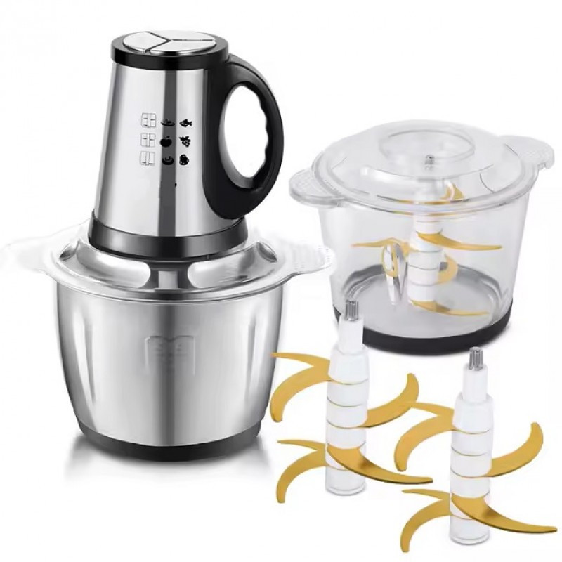 Подрібнювач із 2 чашами на 3л Domotec/RAF R-7028 300Вт Легке подрібнення овочів, фруктів, горіхів Одеса - фото 1