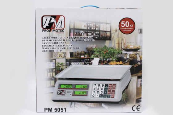 Ваги торговельні Promotec PM-5051, до 50 кг, електронні, з лічильником ціни, акумулятор 6V Одеса
