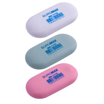 Ластик Buromax овальная, 49x23x9 мм синт.каучук, ассорти цветов (BM.1112) Винница - изображение 4