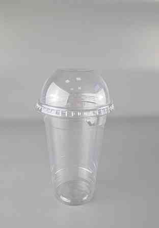 Комплект Стакан РЕТ щільний, прозорий, 500 мл плюс кришка купольна з хрестиком (100 шт.) Харків