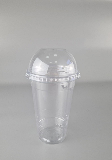 Комплект Стакан РЕТ щільний, прозорий, 500 мл плюс кришка купольна з хрестиком (100 шт.) Харків - фото 2