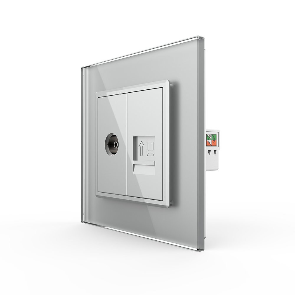 Розетка комп'ютерна RJ-45 і ТБ розетка Livolo сірий скло (VL-C791VC-15) Коломыя - изображение 9