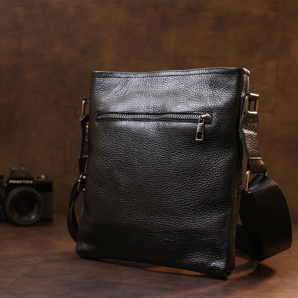 Кожаная стильная мужская сумка через плечо SHVIGEL 11604 Черный Киев - изображение 8