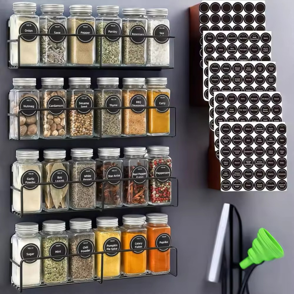 Набір для спецій у комплекті 24 банки та 4 магнітних полиці металеві, чорний Кам'янець-Подільський - фото 1