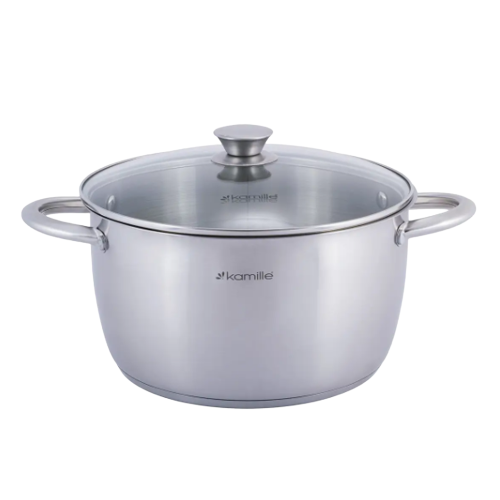 Каструля нержавіюча сталь 5л з кришкою порожнисті ручки 4903 KAMILLE Житомир - фото 1