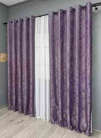 Комплект штор на люверсах VR-Textil Жакард Sultan XO № 1145ш Фіолетовий 150х250 см 2 шт (37-0183) Київ