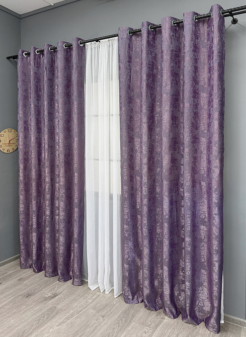 Комплект штор на люверсах VR-Textil Жакард Sultan XO № 1145ш Фіолетовий 150х250 см 2 шт (37-0183) Київ - фото 4