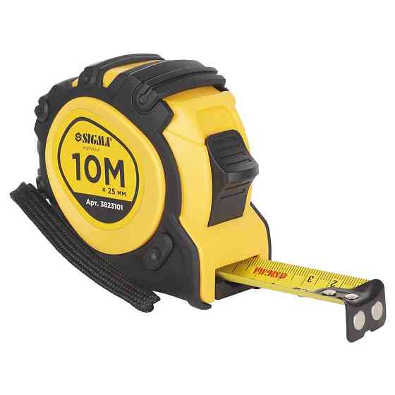Рулетка магнітна фіксатор + гальмо 10 м×25 мм SIGMA (3823101) Київ