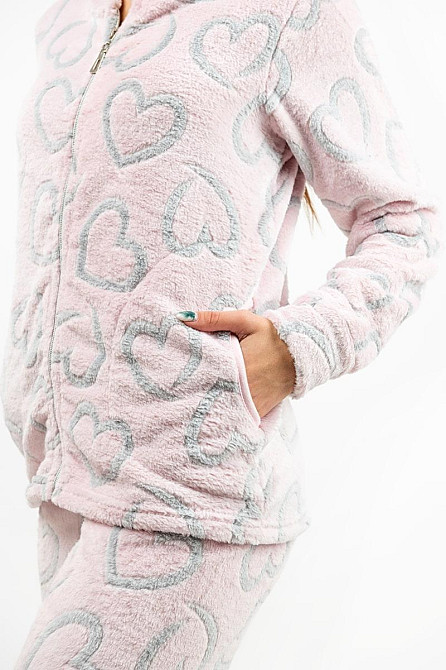 Домашній теплий костюм жіночий рожевий "Серце без капюшона топ Крохатушка одяг Київ - фото 3