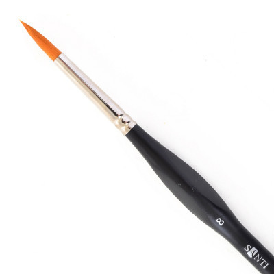 Кисточка для рисования Santi синтетика Sensation, короткая ручка с изгибом, круглая, №8 (310782) Винница - изображение 2