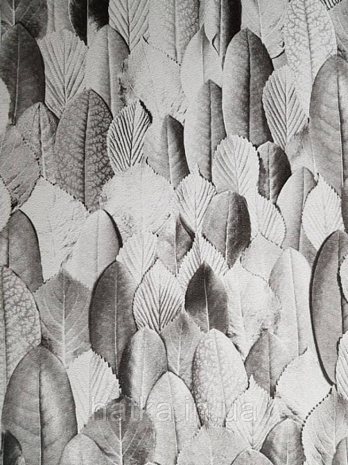 Обои виниловые на флизелине Marburg 31736 Imagine листья белые серые черные Киев - изображение 1