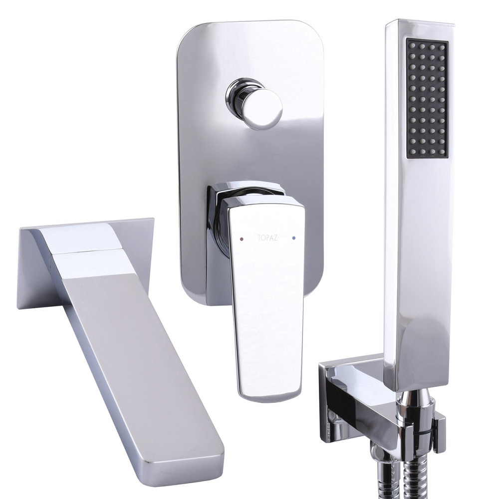 Змішувач для ванни вбудований TOPAZ LEXI TLG 21202-H21 2 виходи, лійка ручна, вилив 190мм (000023405) Київ - фото 3