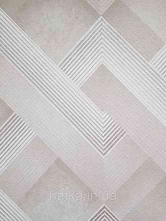 Шпалери вінілові на флізеліні Sintra Simmetria метрові геометрія фігури смуги бежеві сріблясті 524510 Київ