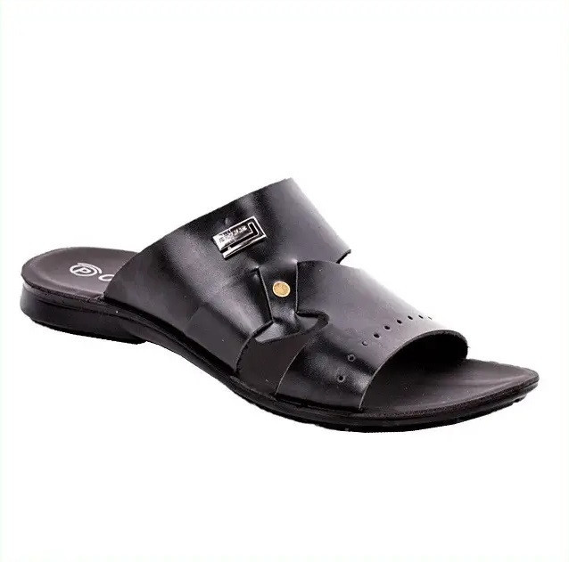 Мужские Шлёпанцы Тапочки Сланцы Чёрные Кожаные (размеры: 41,42,43,44,45) Днепр - изображение 1