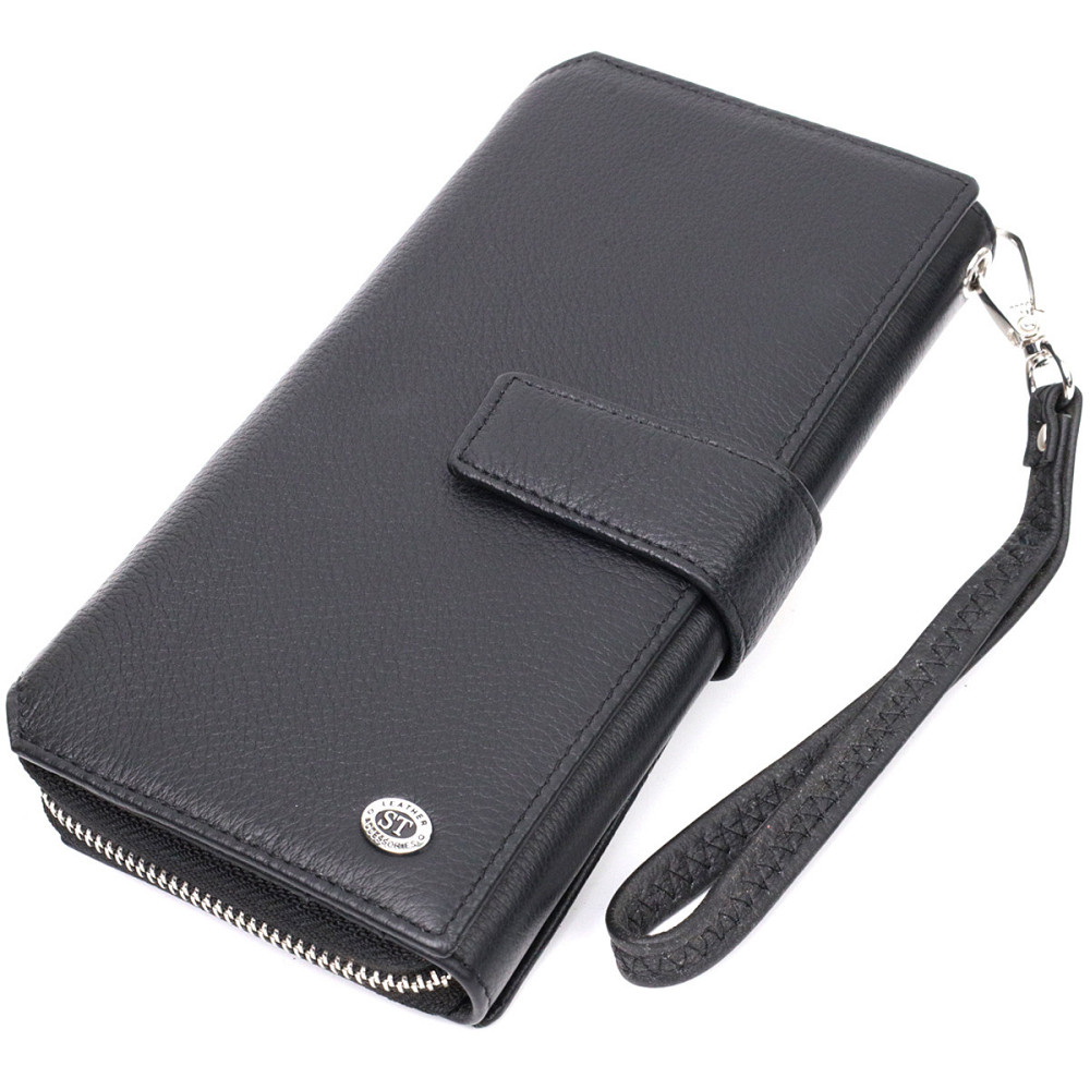 Шкіряний гаманець-клатч унісекс, чорний (ST Leather) Київ - фото 18