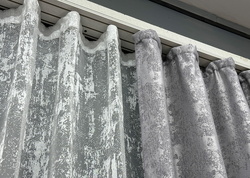 Комплект штор VR-Textil Жаккард Мрамор 150х270 2шт и Тюль 400х270 1668ш-1400т Серый с белым 71-001/3 Киев - изображение 7