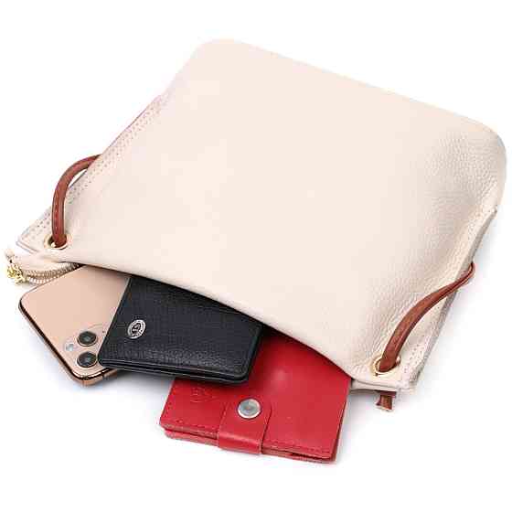 Женская трапециевидная сумка на плечо из натуральной кожи Белая (Vintage) Киев