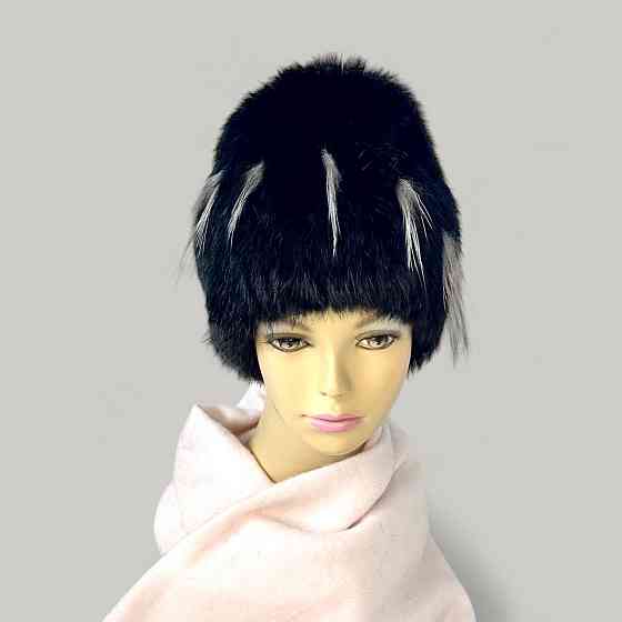 Шапка хутряна жіноча Наілья із чорнобурою Чорний Харків