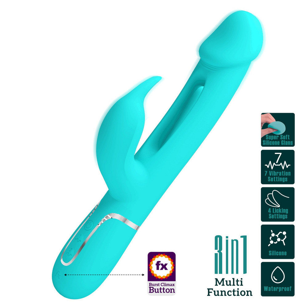 Вибратор с стимулятором клитора PRETTY LOVE - Kampas Rabbit 3 in 1 Green, BW-500025-1 Sex Aura Киев - изображение 2