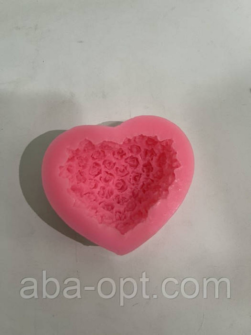 Молд силиконовый розы в сердце 5.5 х 7 х 3 см ( шт ).Aba-Opt Одесса - изображение 1