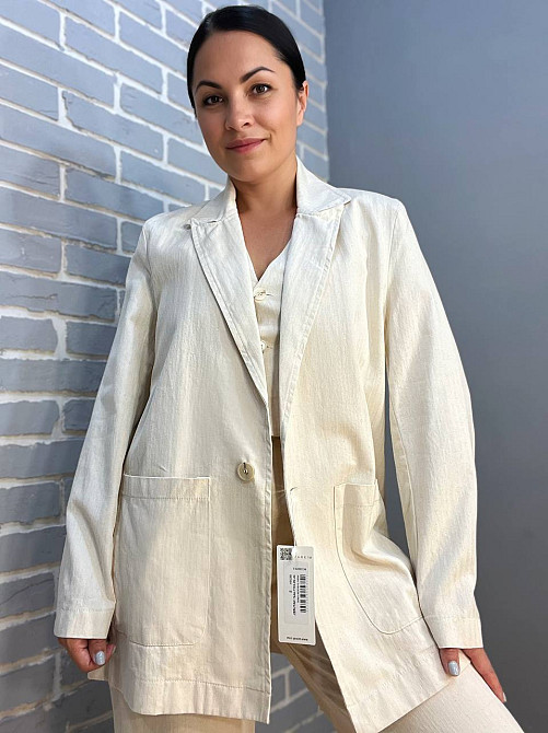 Пиджак Mix Ray 4441 удлиненный оверсайз с накладными карманами молочный, молочний, L Киев - изображение 8