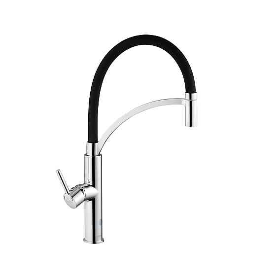 Смеситель для кухни с гибким изливом Kroner KRP Ersel - C03900BLK хром/черный Киев