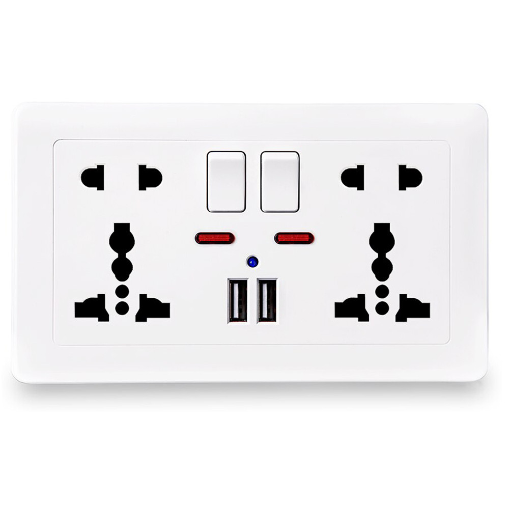 Універсальна розетка Delviz з кнопками живлення, індикаторами та USB-A – глобальна сумісність у вашій оселі (13А, 250V) + 2 USB (5V 1,5-2,1A) DZ-E4-11 Миколаїв - фото 1